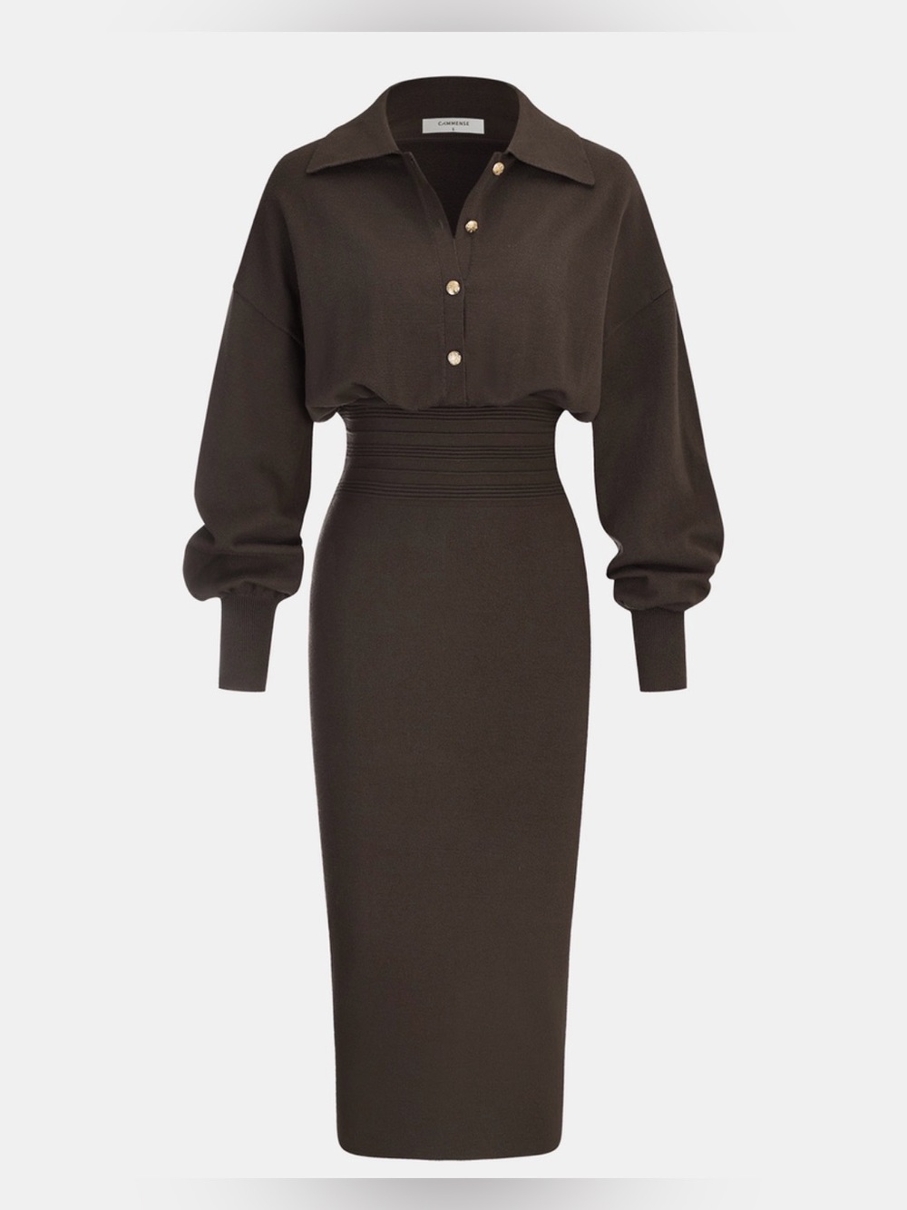 Commense Clinched Waist Knit Dress